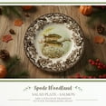 thumbnail image 2 of Spode Woodland Collection Salmon Salad Plate Decorative Wildlife Dinnerware British Country Style Floral Border Rustic Holiday Meals 8" Earthenware Seasonal Table Accent Festive Dining, 2 of 7