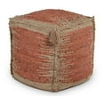 thumbnail image 4 of Steve Silver Jafar Square Handwoven Cinnamon/ Khaki Jute Pouf, 4 of 5