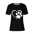 thumbnail image 4 of Lilgiuy National Pet Day Dog Paw Love Print Women T Shirts Casual Solid Color Short Sleeve Summer Mama Tee Tops Soft Loose Basic T-Shirts for Womens Graphic Blouse(Black,XL), 4 of 4