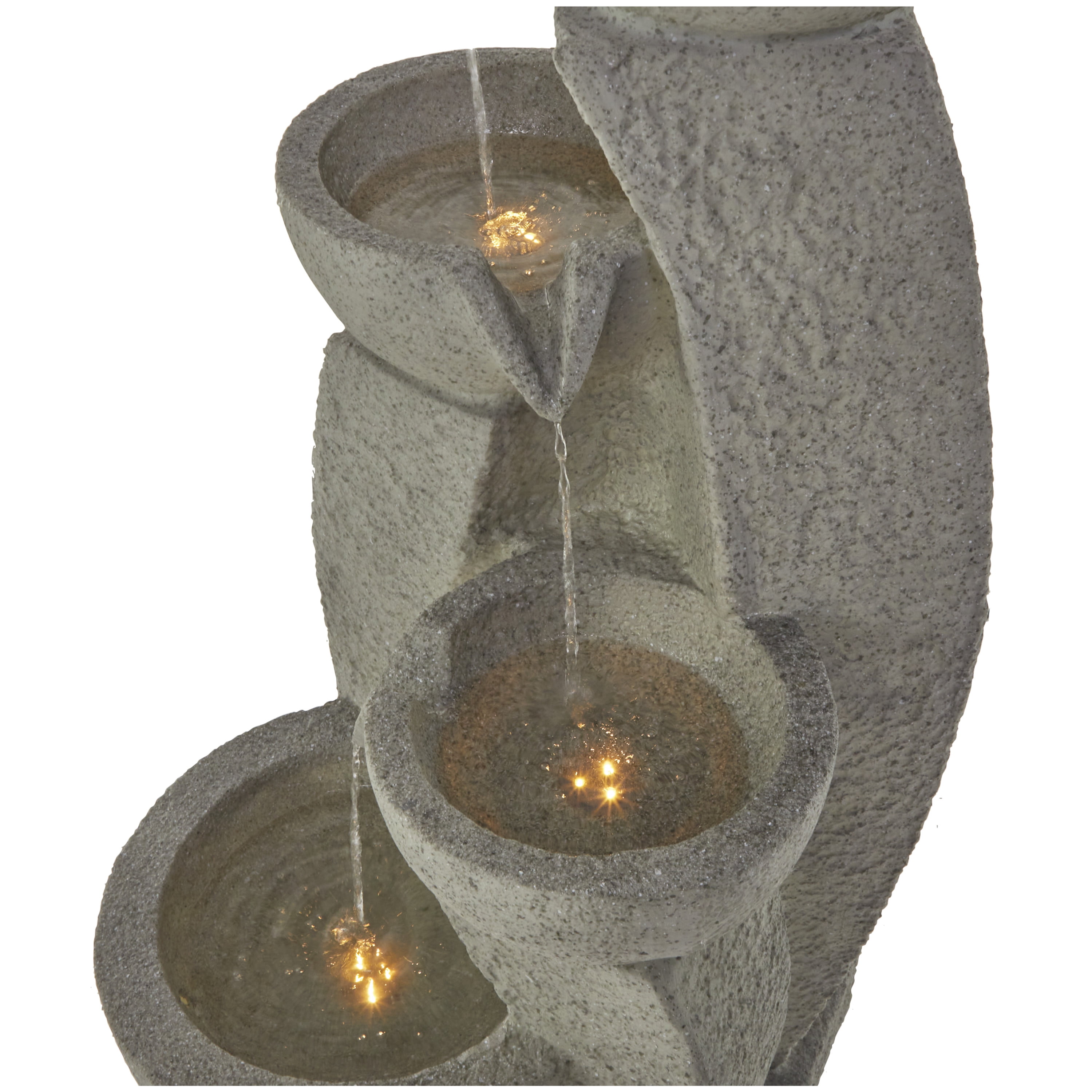 DecMode Gray 4 Tier Fountain Indoor Outdoor Decor with LED Light