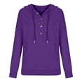 thumbnail image 4 of UPPADA Women's Hoodie Button Front Hooded Sweatshirt Trendy Fall Tops Long Sleeves Drawstring Womens Solid Pullover Tops Graphic Hoodies for Women Y2k Purple,XXL, 4 of 6