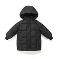 thumbnail image 2 of Riecok Hooded Puffer Jacket Kids with Pocket Long Sleeve Zip up Solid Color Winter Warm Casual Outwear Black 2 Years, 2 of 8
