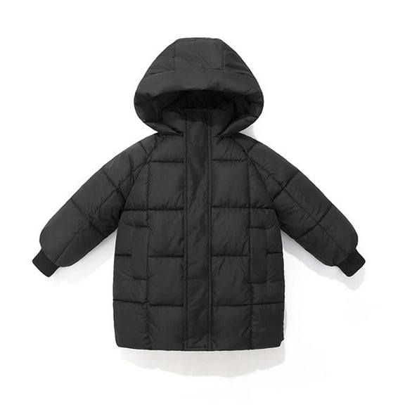 Eltusu Boys Puffer Jackets, Zip up Winter Waterproof Solid Color Thermal Outerwear Black Size 2-9 T