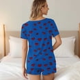 thumbnail image 4 of FRSASU Women Pajamas Set 2 Piece Cute Red Lips Print Short Sleeve V Neck Top with Shorts Set Sleepwear with Pocket Blue XXL(XXL), 4 of 8