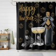 thumbnail image 2 of Shower Curtain Happy New Year Bathroom Curtains with Hooks, Waterproof Fabric Champagne Cup Gold Fireworks Bath Shower Curtains Set for Bathroom Bathtubs Decor 36x72 Inch, 2 of 9