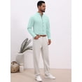 thumbnail image 2 of DARING DIVA Men's Stand Collar Long Sleeves Button Down Linen Shirts XL Light Green, 2 of 7