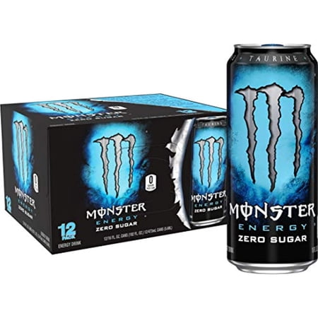 Monster Energy Zero Sugar, Low Calorie Energy Drink, 16 Ounce (Pack Of 12)