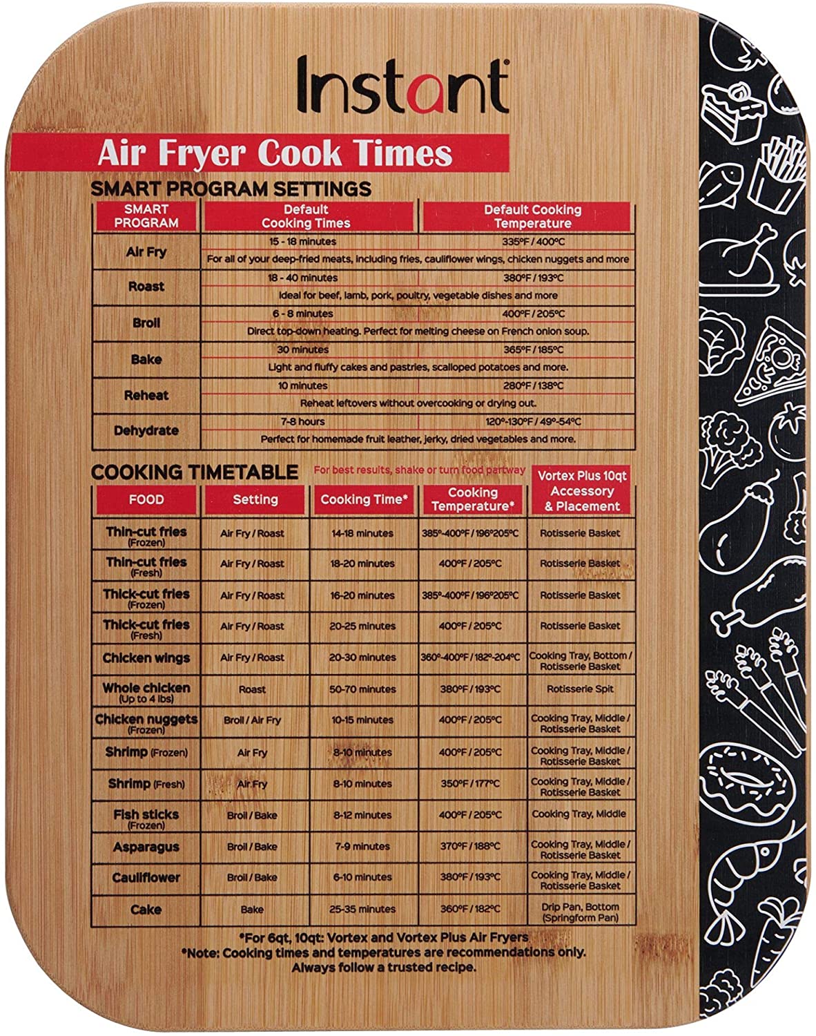 instant pot vortex plus air fryer cooking times