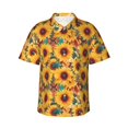 thumbnail image 1 of Balery Colorful Bohemian Sunflower Camisas hawaianas de manga corta para hombre, camisas playeras de corte holgado, camisas de vacaciones con botones,3X-Large, 1 of 7