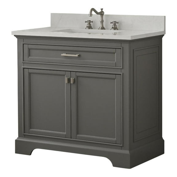 Design Element Milano 36" Solid Birch Hardwood Single Vanity in Grey