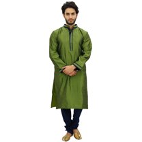 Atasi Men's Kurta Pyjama Set Long Green Casual Bollywood Ethnic Shirt-XXX-Large