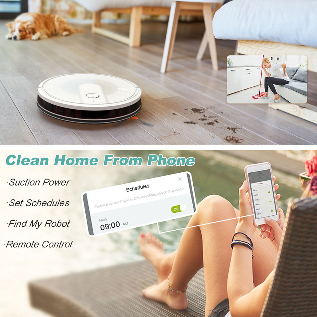 Holulo Robotic Vacuums Cleaner with 2700Pa Strong Suction Wi-Fi Connected  in Mopping Robot Vacuum Super-Thin Quiet Self-Charging Compatib 