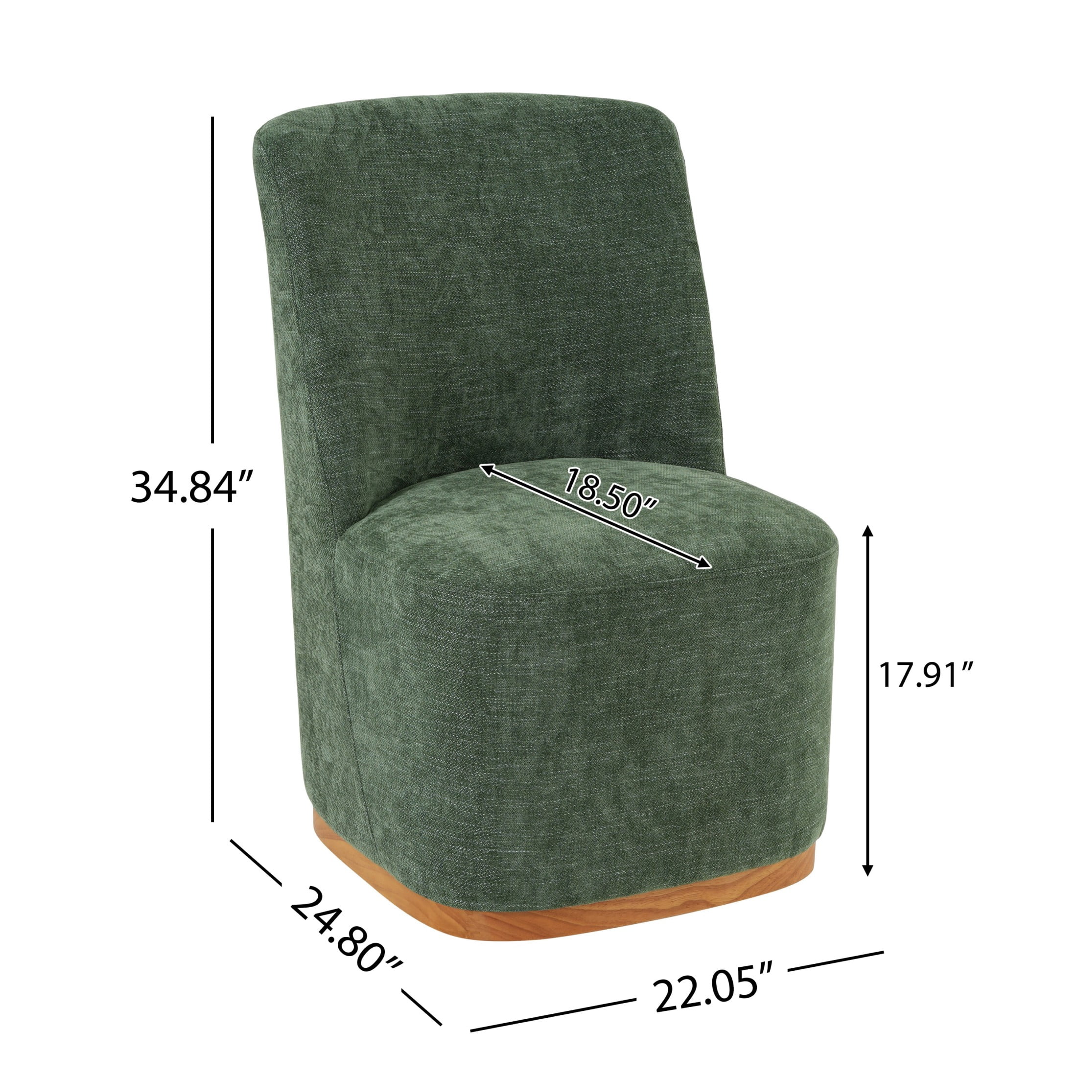 Christopher Knight Home Modern Armless Dining Chairs Set of 2, Upholstered Fabric, Wood Frame, Green