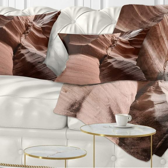 Designart Dark Upper Antelope Canyon - Landscape Photography Throw Pillow - 12x20