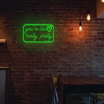 UPONRAY Rectangular Custom Neon Signs, Usb Powered with Adjustable Brightness Wall Decor for Gifts, Green, 16 inch