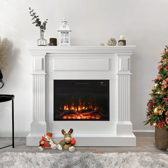 42.5" Cloud Mountain Electric Fireplace with Mantel, 1500W Freestanding Heater with Remote Control