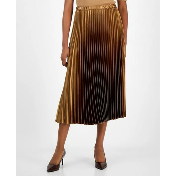 Anne Klein VICUNA Women's Satin Pleated Pull-On Skirt, US Medium