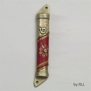 Decorated Pewter Mezuzah ''Red Harmony'' - 4''