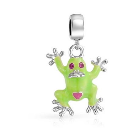 Green Prince Frog Shape Dangle Charm Bead For Women Teen 925 Sterling Silver Fits European Bracelet