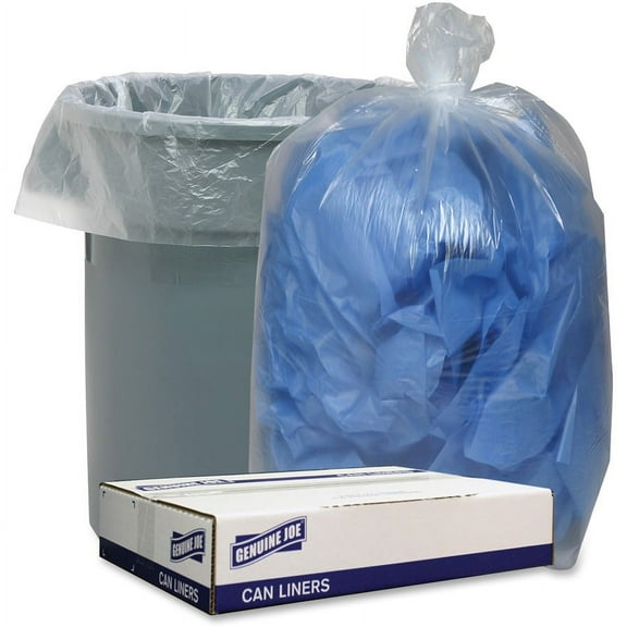 Genuine Joe Clear Low Density Can Liners - 33 gal - 33" Width x 39" Length x 1.10 mil (28 Micron) Thickness - Low Density - Clear - 100/Carton | Bundle of 2 Cartons