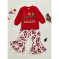 thumbnail image 4 of Kid Toddler Girls Pants Clothing Set, 6 12 18 24 Months 2T 3T 4T 5T Tree Print Long Sleeve Sweatshirt with Flare Pants Christmas Outfit, 4 of 9