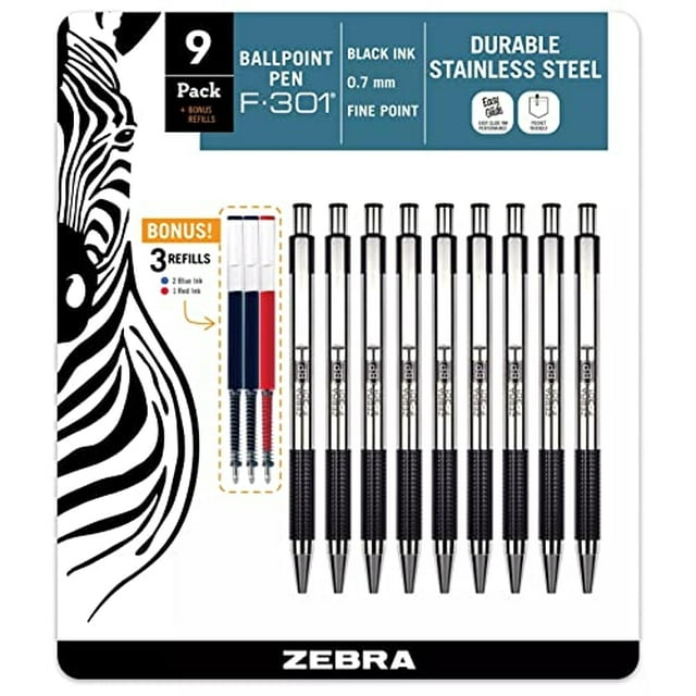 Zebra F-301 Boligrafo Retractil, Tinta Negra, Punta de Punto Zebra ZEBRA