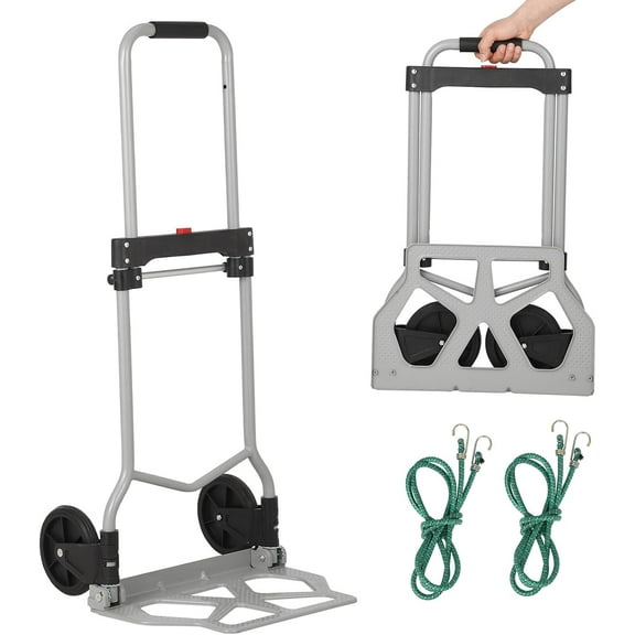 Dolly Cart,Folding Hand Truck with Swivel Handle, Heavy Duty Utility Dolly Foldable Trolley with Elastic Cord for Moving, Warehousing, Shopping and