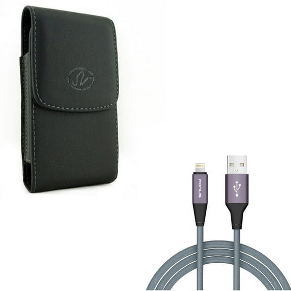 Holster Leather Case Belt Clip w Power Charger Cord 10ft USB Cable Q7N for iPhone XS Max XR 8 PLUS 7 Plus 6S Plus 11 Pro Max 6 Plus