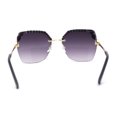 thumbnail image 2 of Lunettes de Soleil Papillon Sans Monture avec Strass pour Femmes, Or Fumé, 2 of 4