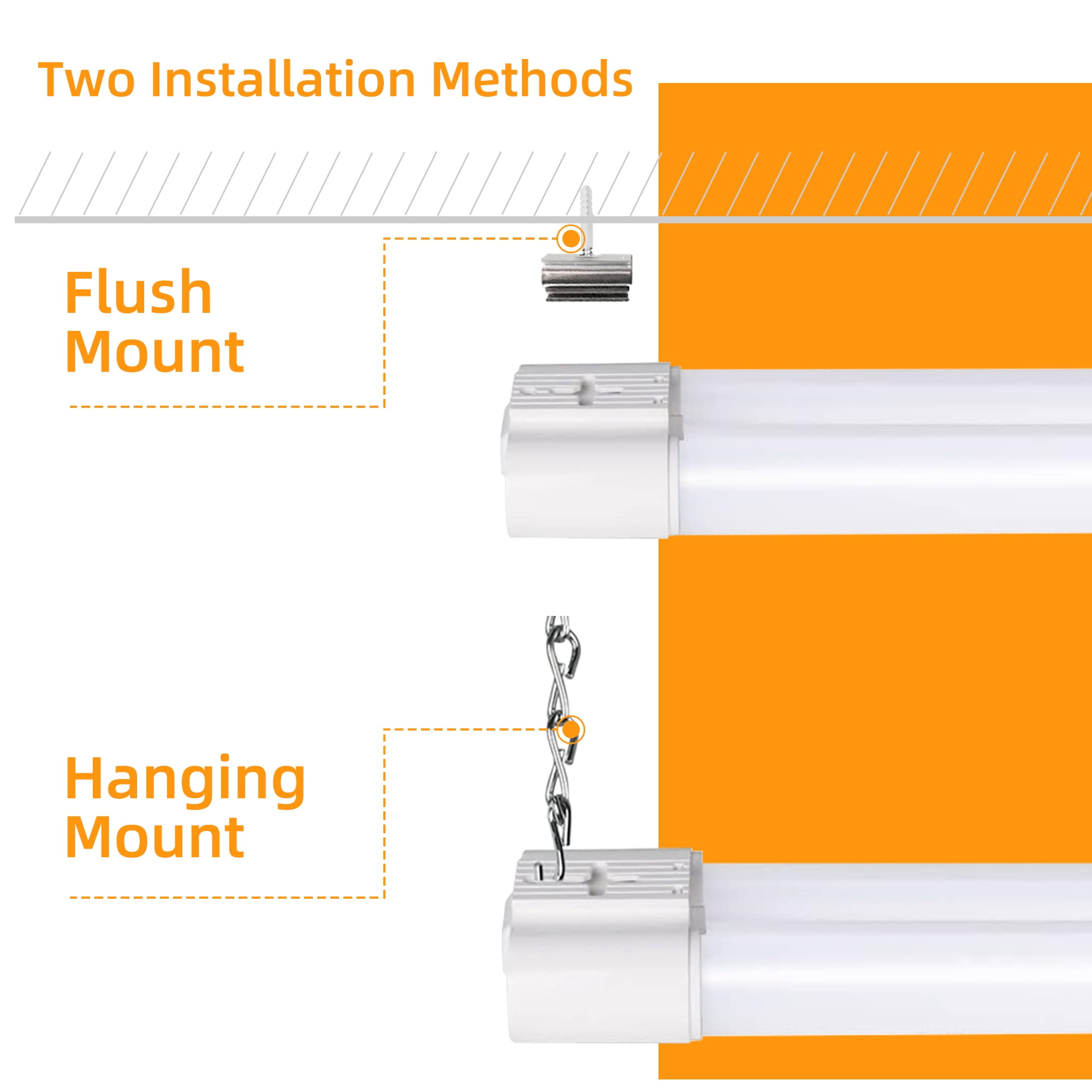 Hlite 2 Pack Linkable 4FT LED Shop Light, 42W 4400LM 5000K Daylight, Ultra Bright Utility Light for Garage, Workshop,ETL Listed (White)