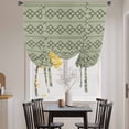 thumbnail image 3 of Sage Green Boho Balloon Curtains for Bedroom/Front Door/Bathroom, Vintage Ethnic Tribe Abstract Art Geometric Tie Up Curtains 63 Inch Length Kitchen Curtains Shades for Windows 46"x63", 3 of 8