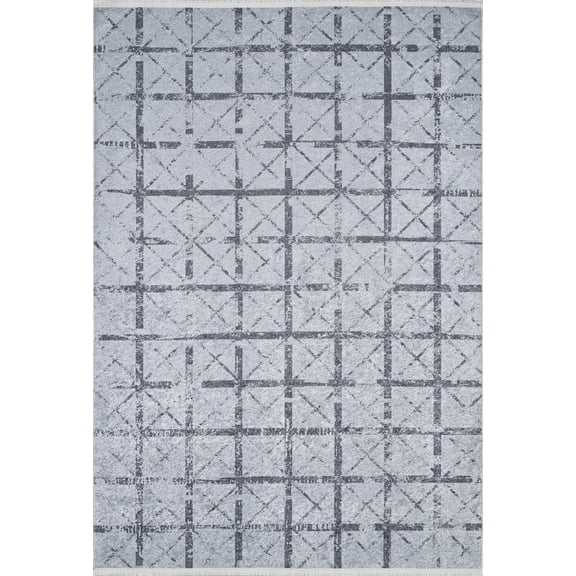 Circig Anthracite Striped Polyester Area Rugs for Living Room Washable Rugs Boho Moroccan Area Rug Soft Geometric Bohemian Carpet Distressed Indoor Rug for Bedroom Dining Room Office Nonslip Rug