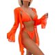 thumbnail image 2 of Conjunto de bikini triangular de 3 piezas para mujer, traje de baño de corte alto, tanga con cubierta Naranja M Naranja M Xishao ropa, 2 of 2