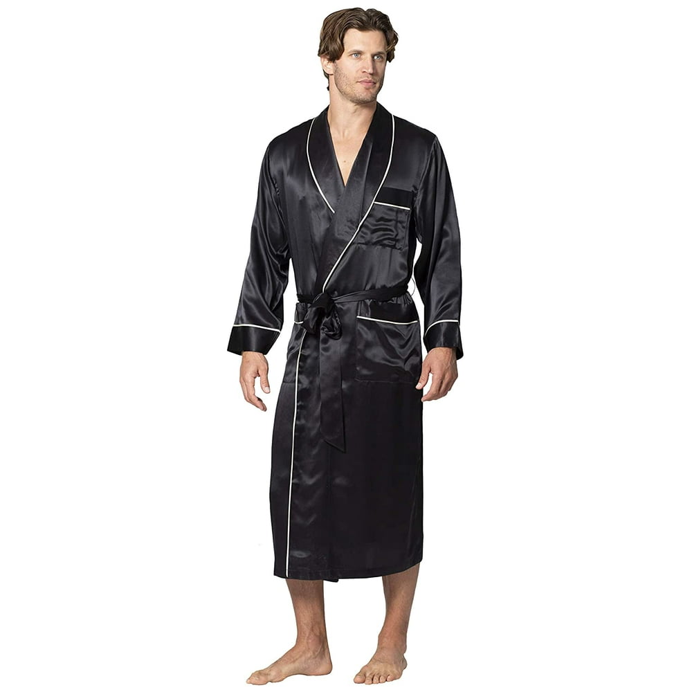 Intimo Mens Silk Robe with Piping