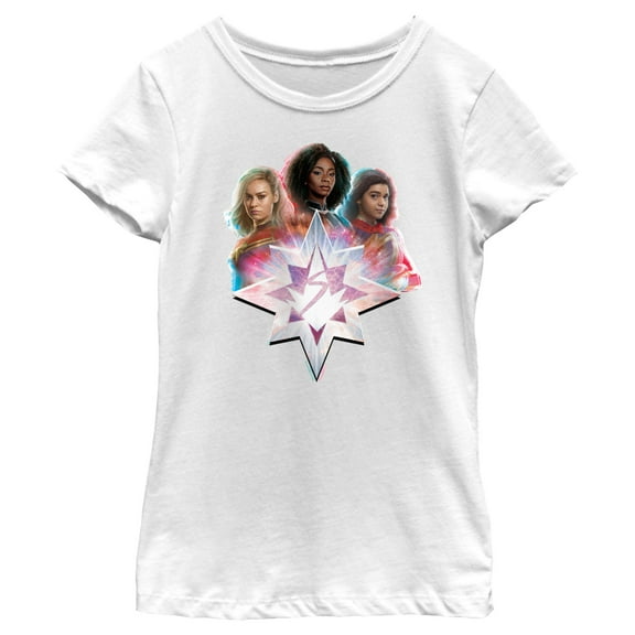 Girl's The Marvels Heroes Logo  Graphic Tee White X Large