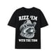 thumbnail image 1 of 1pc Rizz Em with The Tism Funny Raccoon Meme Cotton T-Shirt, Unisex Hip Hop Graphic Print, Crew Neck, 1 of 6