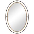 thumbnail image 1 of Benjara BM239289 Sleek Open Double Metal Frame Oval Mirror, Rustic Bronze, 1 of 5