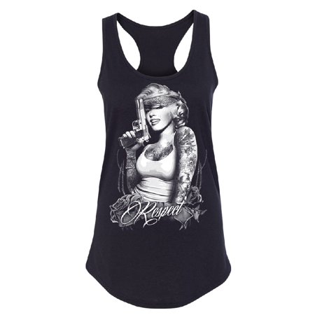 - Marilyn Monroe Tattoo Gangster Women's Racerback Shirt Black Small