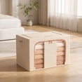 thumbnail image 4 of Linnome Foldable Linen Storage Box with Clear Window and Handles Stackable Organizer Bin for Closet 15.75x11.81x7.87 Inch, 4 of 6