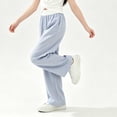thumbnail image 6 of OGLCCG Girls Wide Leg Pants Flowy Loose Solid Color Elastic Waist Baggy Sweat Pants Casual Lightweight School Dress Pants Size 5-15, 6 of 8