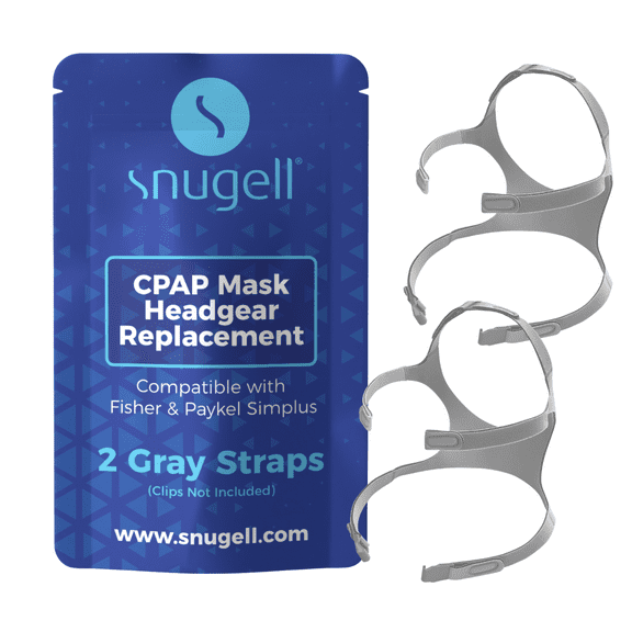 CPAP Headgear Strap Replacement for Fisher & Paykel Simplus CPAP Mask by Snugell - Gray (2-Pack) - Durable Premium Nylon Material - Clips not Included