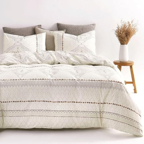- Boho Comforter Set, Farmhouse Bohemian Western Aztec Neutral Aesthetic, Soft Lightweight Bedding, 3 Pieces, Beige, Twin/Twin XL Size