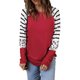 thumbnail image 4 of ABPHQTO Top de mujer de manga larga colorblock con estampado animal de rayas rojas, 4 of 5