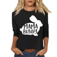 thumbnail image 4 of HAVUITYY Women's Easter Printed Sweaters, Cute Bunny Eggs Pattern Split Neck 3/4 Sleeve Tops for Women, Ideal Spring T-Shirts for Women Gifts & Wear, 4 of 5
