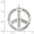 thumbnail image 2 of Sterling Silver Polished CZ Antiqued Peace Inspiration Pendant, 2 of 2