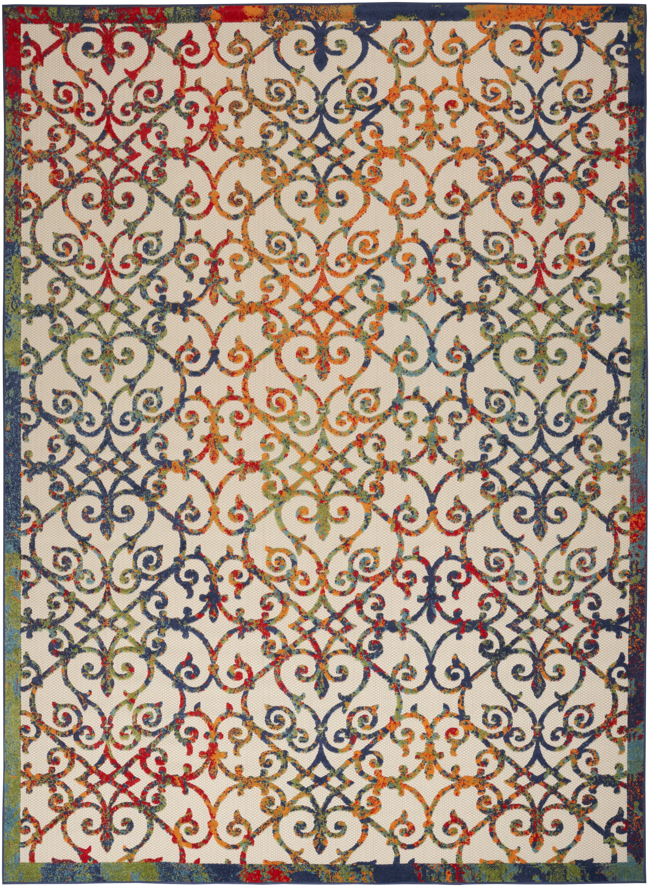 Nourison Aloha Indoor/Outdoor Transitional French Country Multicolor 10' x 14' Area Rug, (10' x 14')
