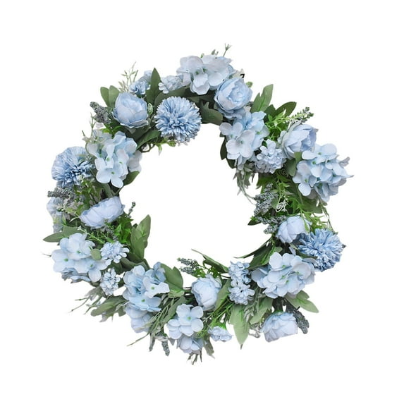 Artificial Wreath Front Door Wreath Garland 17.72inch Floral Summer Wreaths Flower Wreaths for Wedding Farmhouse Indoors Living Room Garden blue