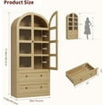 thumbnail image 2 of 71" Tall Arched Bookcase Cabinet, Wood Arched Bookshelf with Doors & Drawers, Large Arch Display Bookcase Cabinet with Storage, Farmhouse Storage Cabinet for Office Living Room, 2 of 9