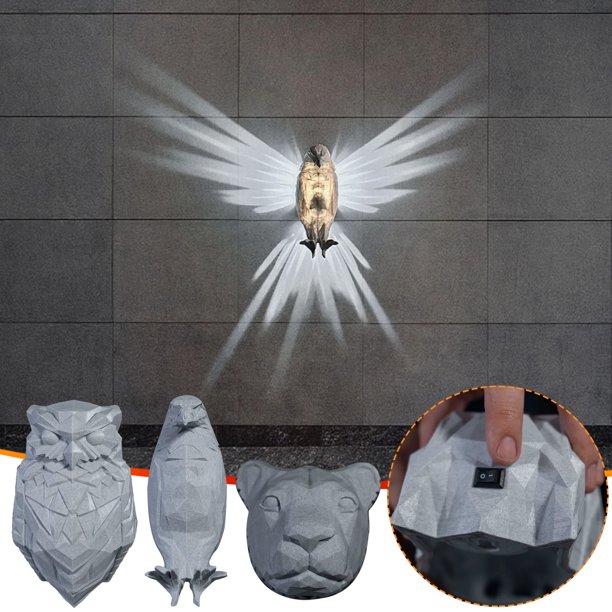 Fiudx Aplique Led de Pared, Iluminación Suave y Cálida, Diseño Que Cuida La Vista, Arte Decorativo Único, Iluminación para Dormitorio y Pasillo, Navegación Segura Por La Noche, Estilo 3D Compacto, Fá