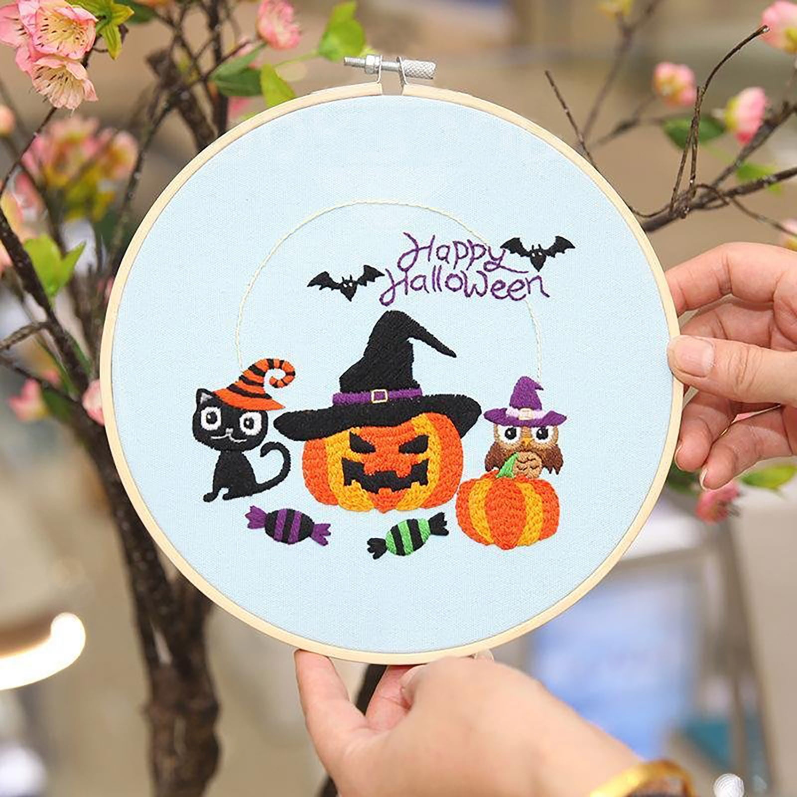 Vikakiooze Halloween Embroidery Kit Home Decor Halloween Gifts Craft Kit  English Manual, Halloween Decorations